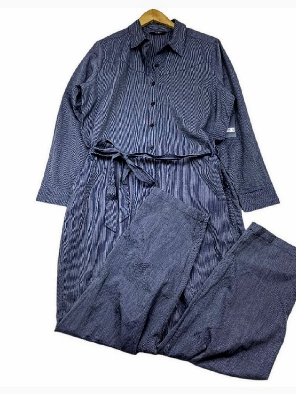 Lucky Brand lightweight indigo pinstripe coveralls with pockets size Large NWT